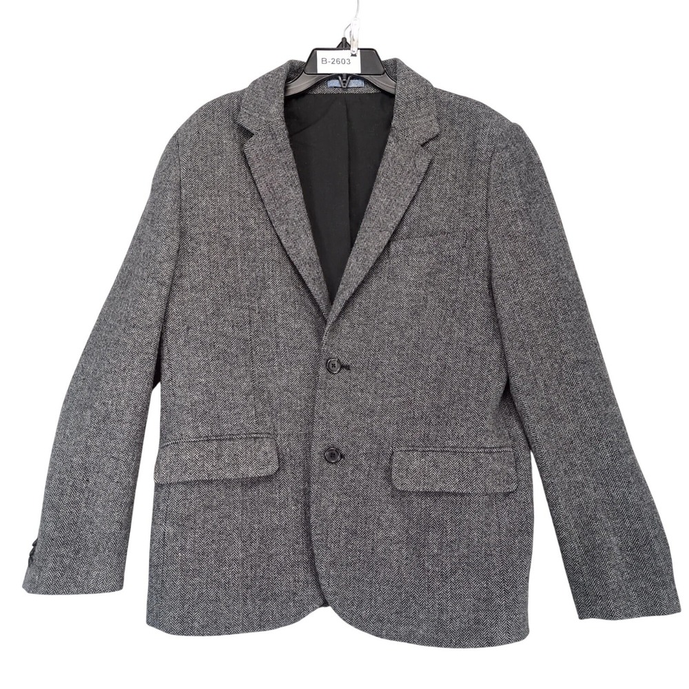 Old Navy Gray Herringbone Tweed Blazer Jacket Mens M Wool Blend Academia Preppy